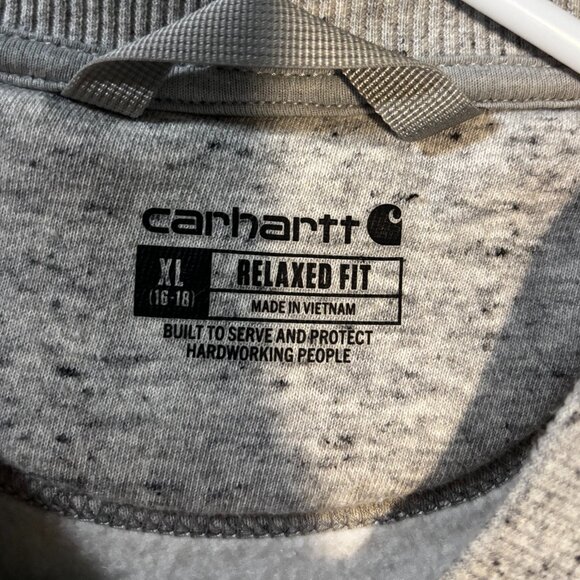 Women's Heather Gray Carhartt Crew Neck Sweatshirt XL - Picture 3 of 3